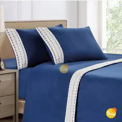 CASATEX - Set de Sabanas Polar Bordada Ultra Suave de 4 Piezas 2 Plazas