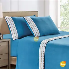 CASATEX - Set de Sabanas Polar Bordada Ultra Suave de 4 Piezas 2 Plazas