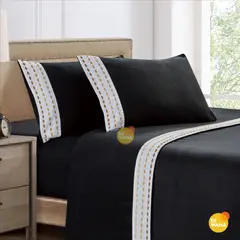 CASATEX - Set de Sabanas Polar Bordada Ultra Suave de 4 Piezas 2 Plazas