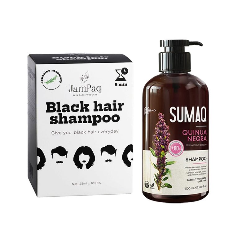 Shampoo Capilar Cubre Canas negro + Shampoo de Quinua Negra