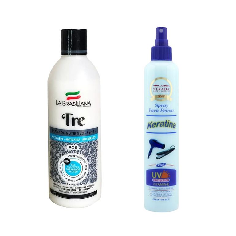Shampoo Capilar Tre + Spray Para Peinar Keratina