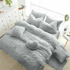 GENERICO - COLCHA PLAZA Y 1 FUNDA PARA ALMOHADAS MEDIA PELO CORTO PLOMO