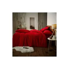 GENERICO - COLCHA PLAZA Y MEDIA DE PELUCHE PELO CORTO ROJO