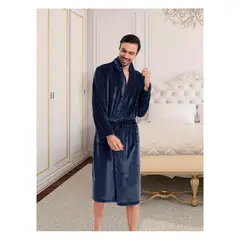 GENERICO - Bata Polar Abrigadora Invierno Azul Hombre Cicciobello