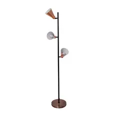 PANADECOR - Lámpara de Pie con 3 Focos Ajustables en Negro y Cobre