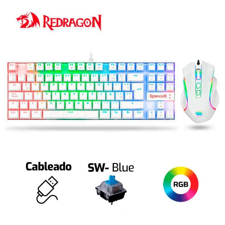 Combo KUMARA + GRIFFIN K552RGB-BA Teclado + Mouse Blanco
