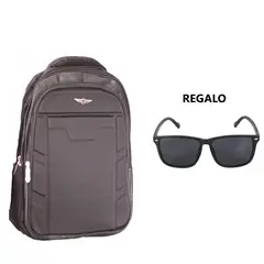 GENERICO - Mochila Portalaptop Tamaño Oficio Tapa Dura Doble Cierre + Lentes