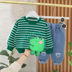 GENERICO - ROPA DE NIÑO MODELO DINOSAURIO PANTALON + POLO MANGA LARGA