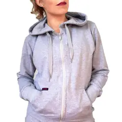 KINETIX - Casaca Basic Hoodie Algodón Gris Mujer