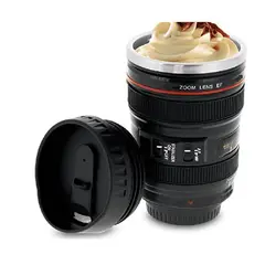 OTTOWARE - Taza Mug Lente Cámara Fotográfico Con Galletera Negro