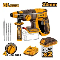 INGCO TOOLS - Rotomartillo Brushless Ingco 20V 2.0J SDS PLUS + 2 Baterías CRHLI20208