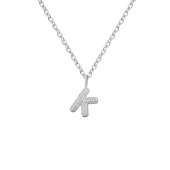 GENERICO - Collar Mujer Inicial Letra K Zircón Blanco Joya Plata 925