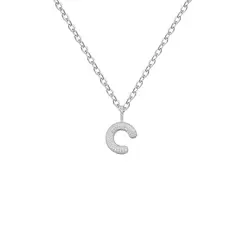 GENERICO - Collar Mujer Inicial Letra C Zircón Blanco Joya Plata 925