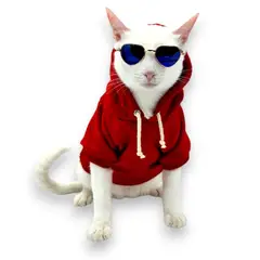 MD - Ropa Capucha de algodón Rojo para Mascotas T-S