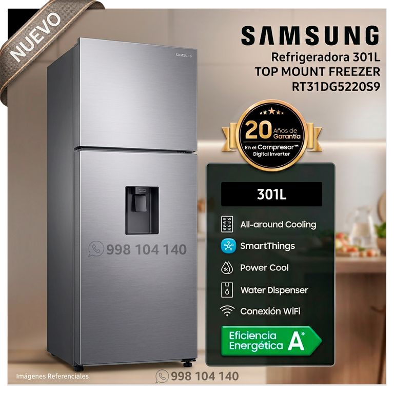Refrigeradora 301 Litros Top Mount Freezer Silver RT31DG5220S9 - Modelo Nuevo