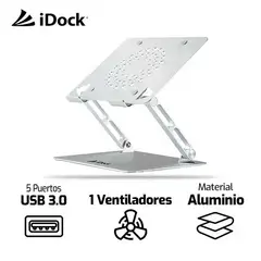 IDOCK - Cooler Para Laptop DIAMOND I50 3.0 1 Ventilador Aluminio Negro