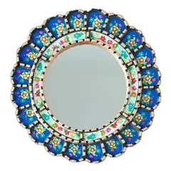GENERICO - Espejo circular decorativo pintado Azul