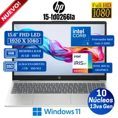 HP - Laptop 15-fd0266la 15.6" FHD, Intel Core 5-120U, Ram 16GB, SSD 1TB, Win 11 Pro