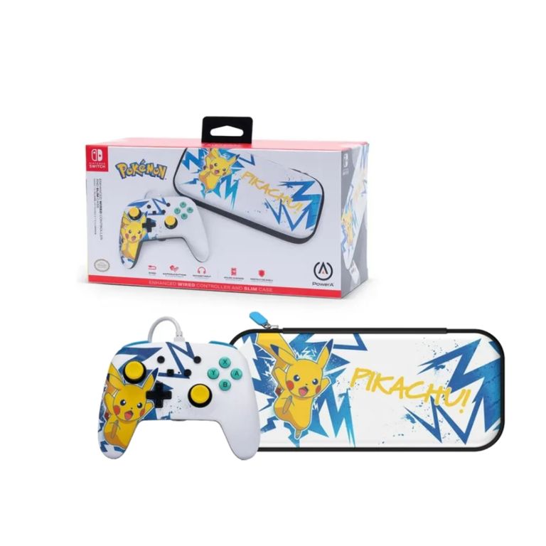 Control y Funda Delgada para Switch Pikachu Alto Voltaje
