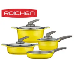 ROICHEN - Juego de ollas 7 piezas Yellow Energy Natural