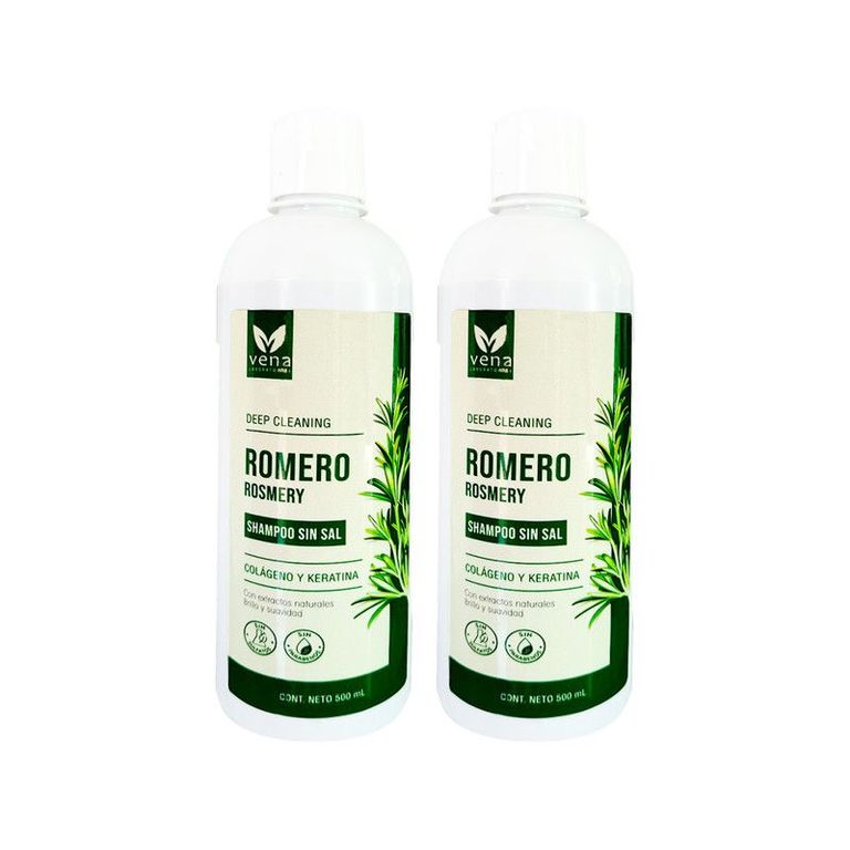 Shampoo Romero Sin Sal Vena 500ml 2 Unidades