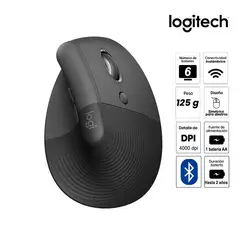 LOGITECH - MOUSE LIFT VERTICAL WIRELESSBT BLACK