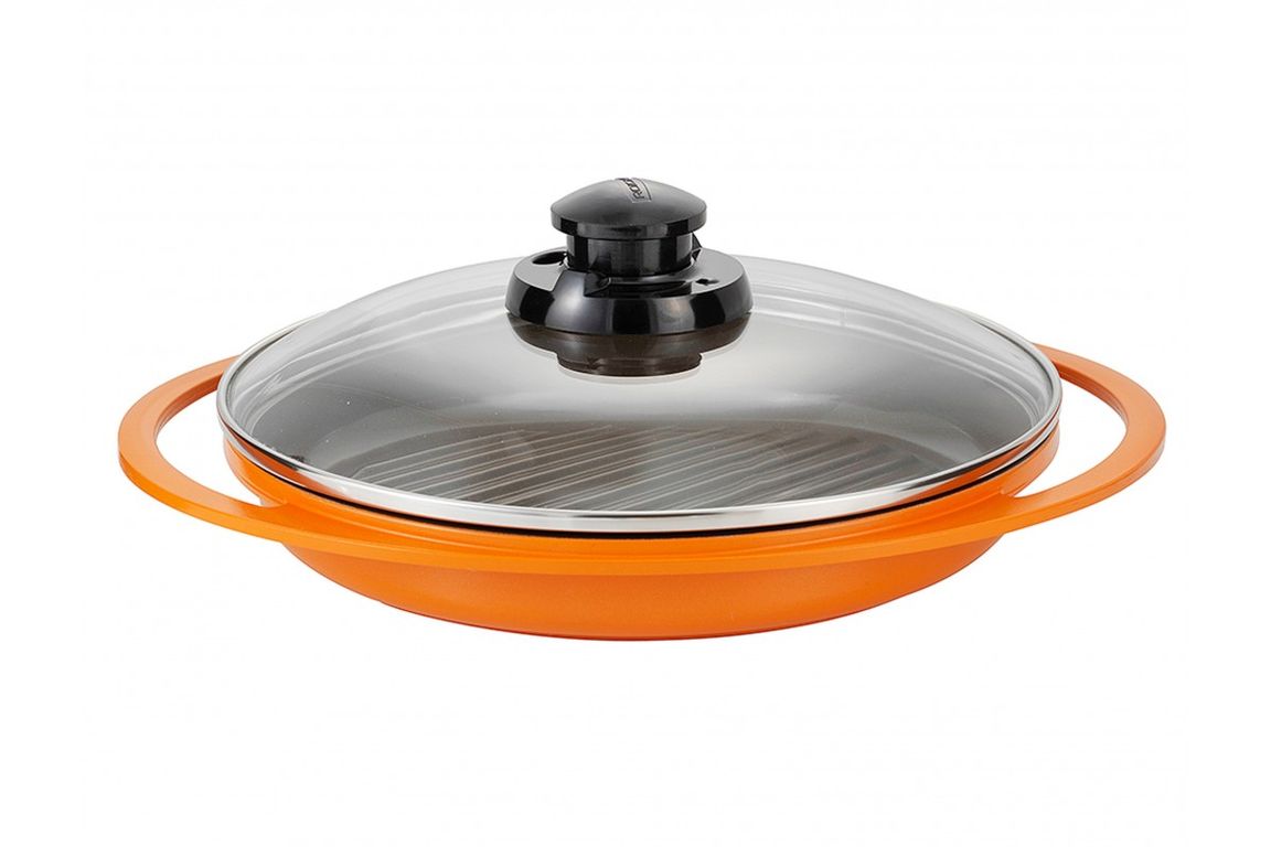 Grill con tapa de 26 cm 15L party Naranjo