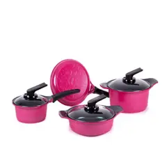 ROICHEN - Juego de ollas de 7 piezas raspberry sorbet