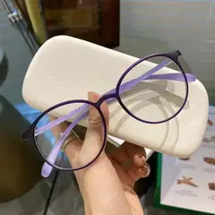 GENERICO - Montura de Lentes Ovalados con Medida +1 PL1982 Morado