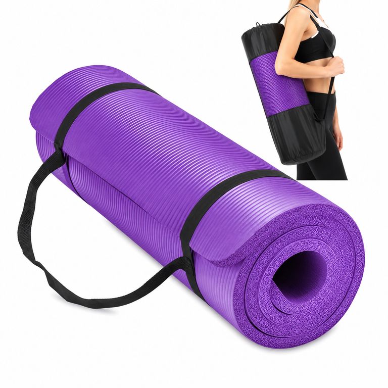 Colchoneta Yoga Mat Gruesa 15 mm Bolso y Sujetador Morado