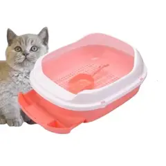 GENERICO - Arenero abierto para gato XL con cernidor 56x45cm-rosado