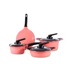 ROICHEN - Juego de ollas 7 Piezas Colores Burnt Coral Coral