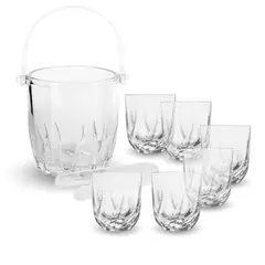 INSPIRA - Kit Exclusivo Whisky Set de 6 Vasos 400 ml y Hielera con Asa y Pinza