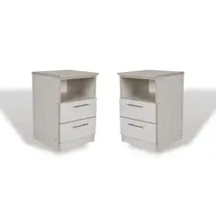 MUEBLES MACRUMO - Veladores de 2 Cajones Ibiza (Set x2) - Armado