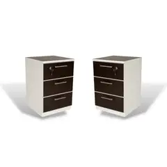 MUEBLES MACRUMO - Veladores 3 Cajones + Cerradura. Color Wengue (Set x2)