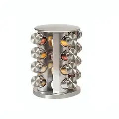GENERICO - Estante de 16 envases giratorio de acero inoxidable