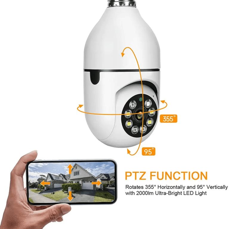 Foco Cámara Espía Seguridad Visión Nocturna Fácil Instalar Giro 360