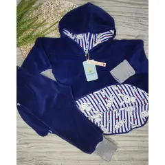 GENERICO - Conjunto Bebé Poncho y Pantalón AzulCA