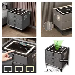 SHEEPBUSTER - Mesa de Noche Inteligente Multifuncional 5 en 1 Plomo