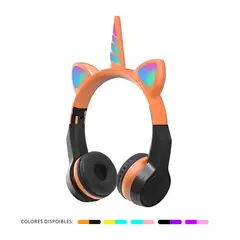SASARU - Audífonos Gamer Unicornio con Orejas de Gato Bluetooth Multicolor