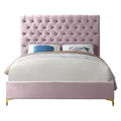 GENERICO - Cama Tapizada Capitoné Adda Rosa 1.5 Plz