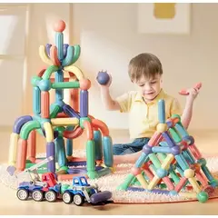 GENERICO - Bloques magnéticos didácticos de construcción de 64 piezas