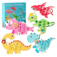 GENERICO - JUEGO DIDÁCTICO DINOSAURIO CON PASADORES