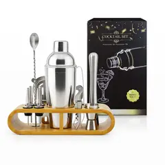 GENERICO - Set de Bar Profesional Deluxe de Acero Inoxidable x 12 Piezas