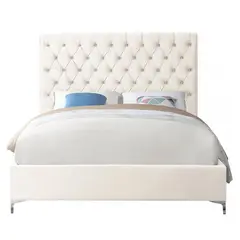 GENERICO - Cama Tapizada Capitoné Abba Perla 2 Plazas