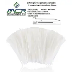 GENERICO - AMARRA CABLE CINTILLO DE 9MM DE ANCHO X 610MM DE LARGO BLANCO