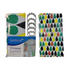 GENERICO - Cortina de ducha 180x180 con 12 ganchos Gotas