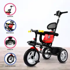 VOYAGE - Triciclo Guiador para Niños «VOYAGE» Red