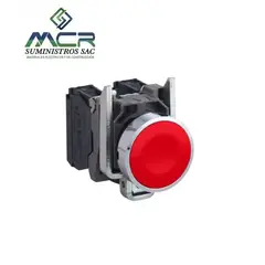 GENERICO - PULSADOR RASANTE METAL ROJO 22MM 1NC