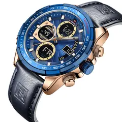NAVIFORCE - Reloj 9197 Blue Deportivo Para Hombre Correa De Cuero
